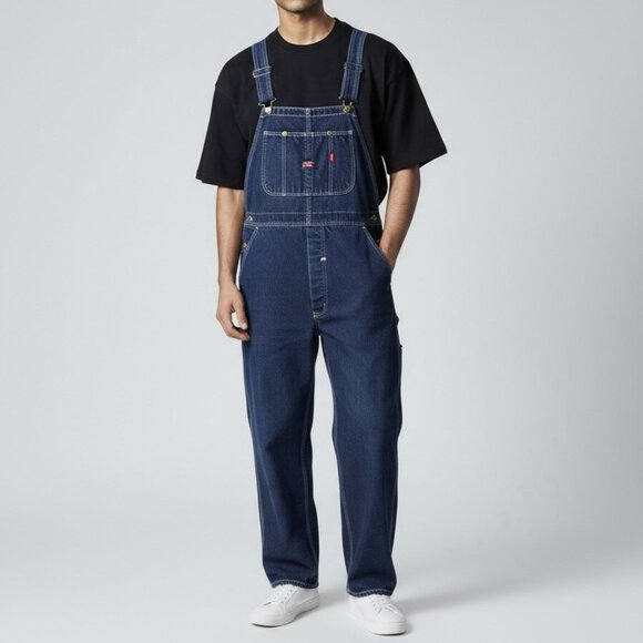 Dickies Denim Bib Overalls Workwear Jeans Mens 40 X 31 Blue Straight Leg - Picture 1 of 10